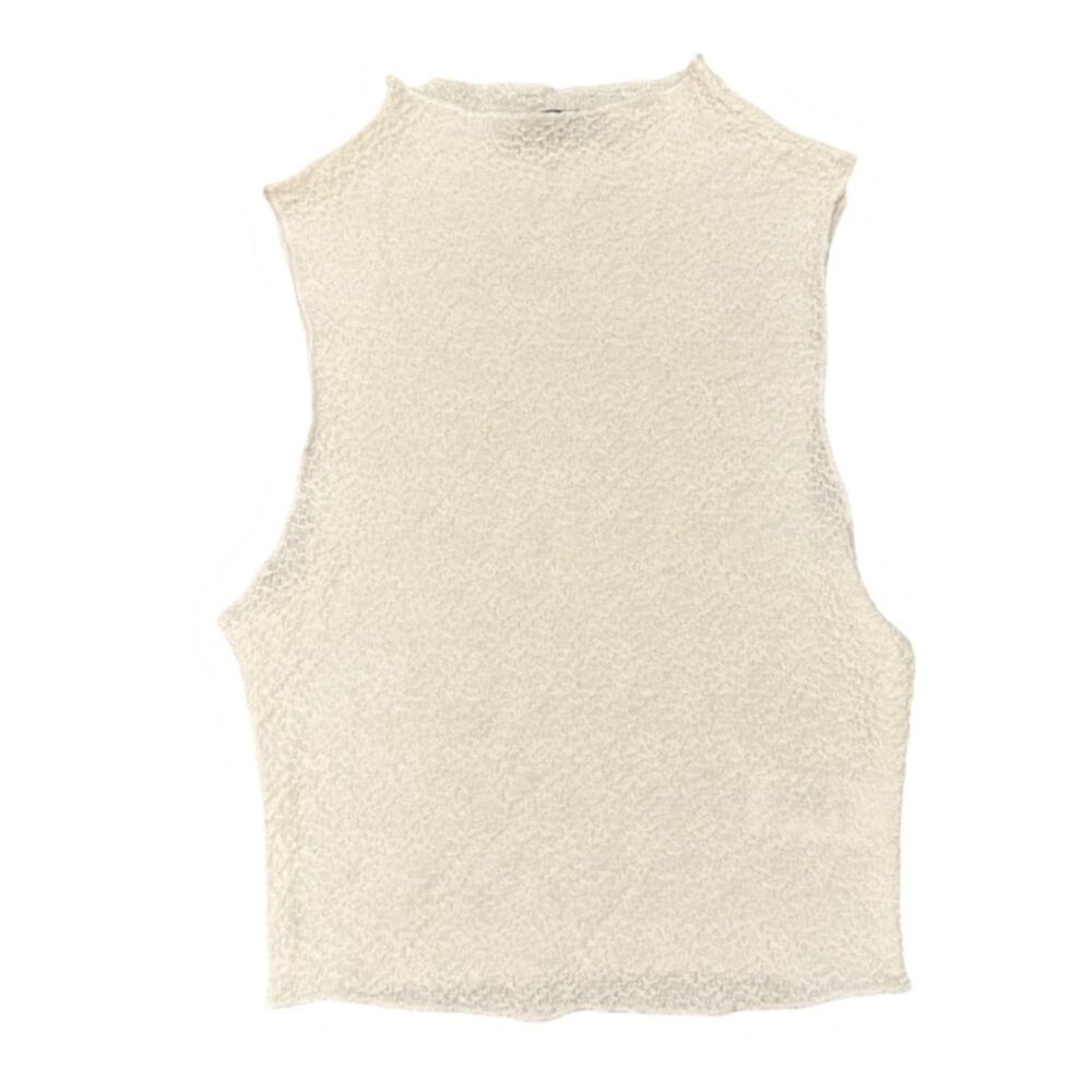 naked wardrobe Textured Sleeveless Crop Top - Cream Size S